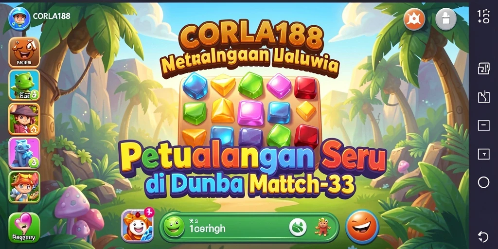 Screenshot gameplay CORLA188 menunjukkan aksi mencocokkan elemen warna-warni.