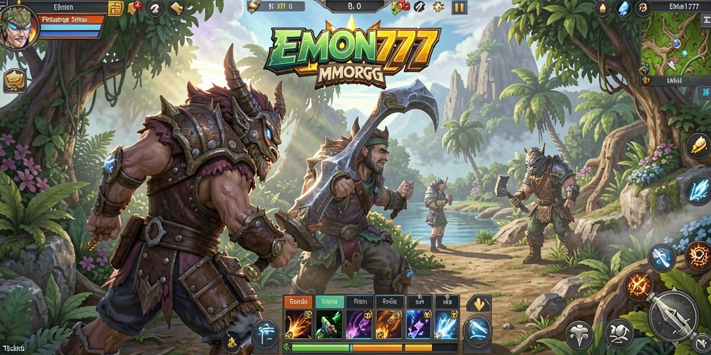 Tampilan gameplay <strong>EMON777</strong> dengan aksi petualangan yang intens.