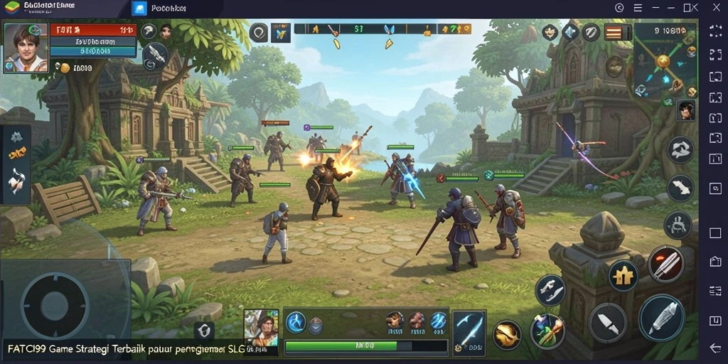Screenshot utama gameplay <strong>FATCI99</strong> menampilkan strategi mendalam dan pembangunan kerajaan.