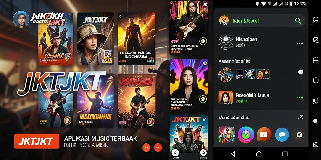 Screenshot utama JKTJKT menampilkan antarmuka permainan musik yang interaktif.