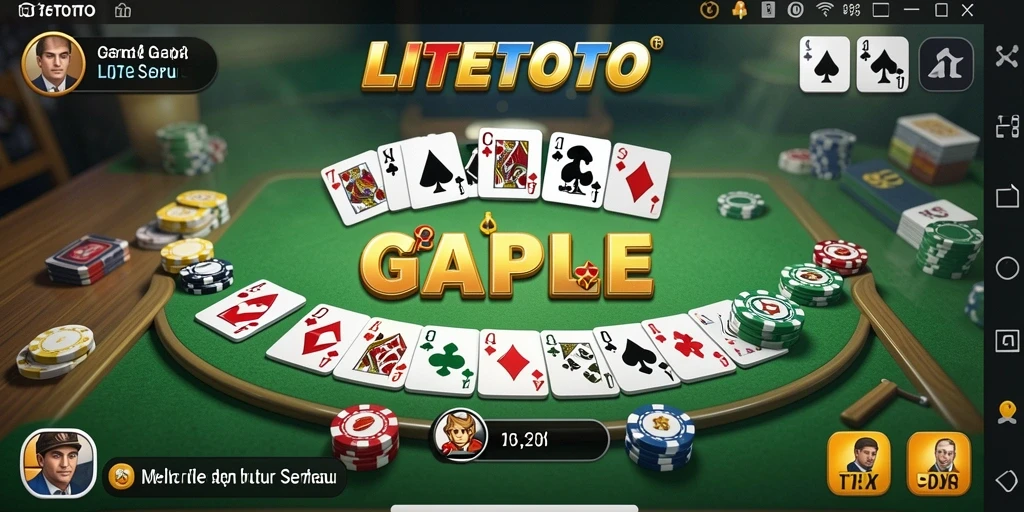 Gameplay LITETOTO yang seru dengan pemain lain dalam Gaple.