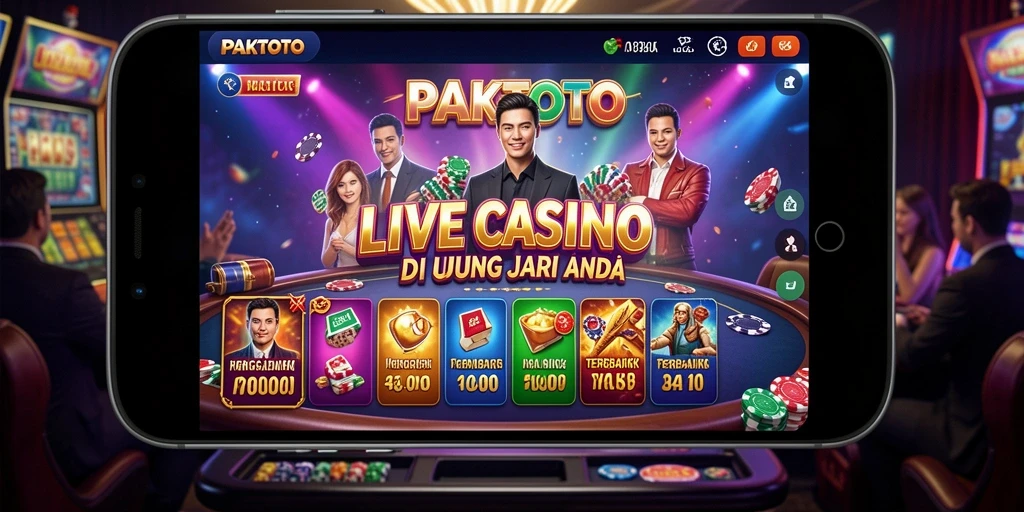 Screenshot PAKTOTO menampilkan dealer langsung dalam suasana kasino yang mendebarkan.