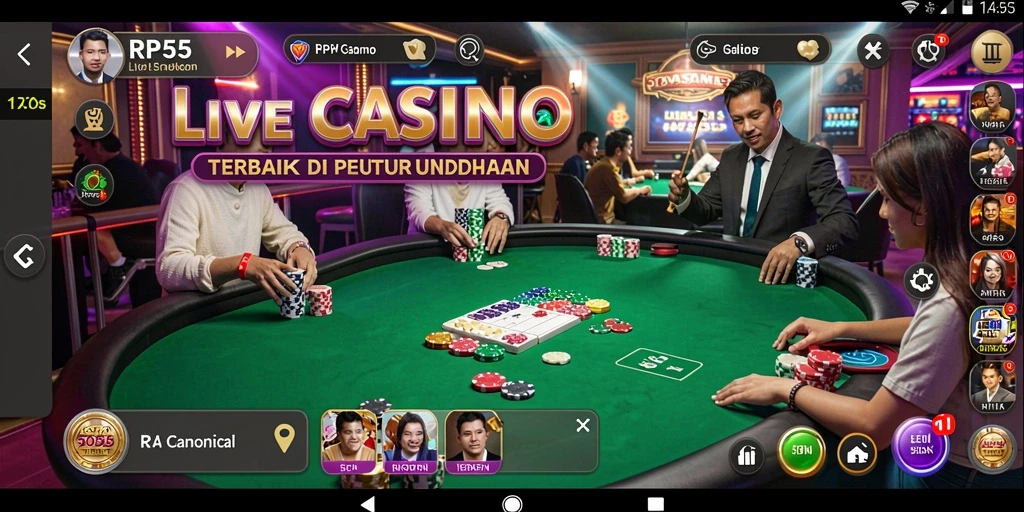 Screenshot dari gameplay Live Casino yang mendebarkan di RP55.