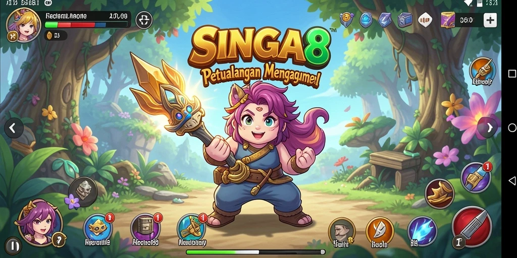 Screenshot gameplay SINGA8 menampilkan aksi karakter Anime yang menegangkan.