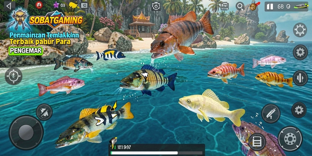 Gameplay seru dari SOBATGAMING saat berburu ikan.