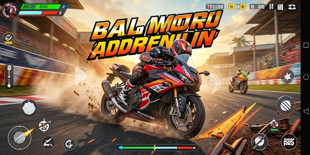 Screenshot menunjukkan aksi balapan mendebarkan di TO288.