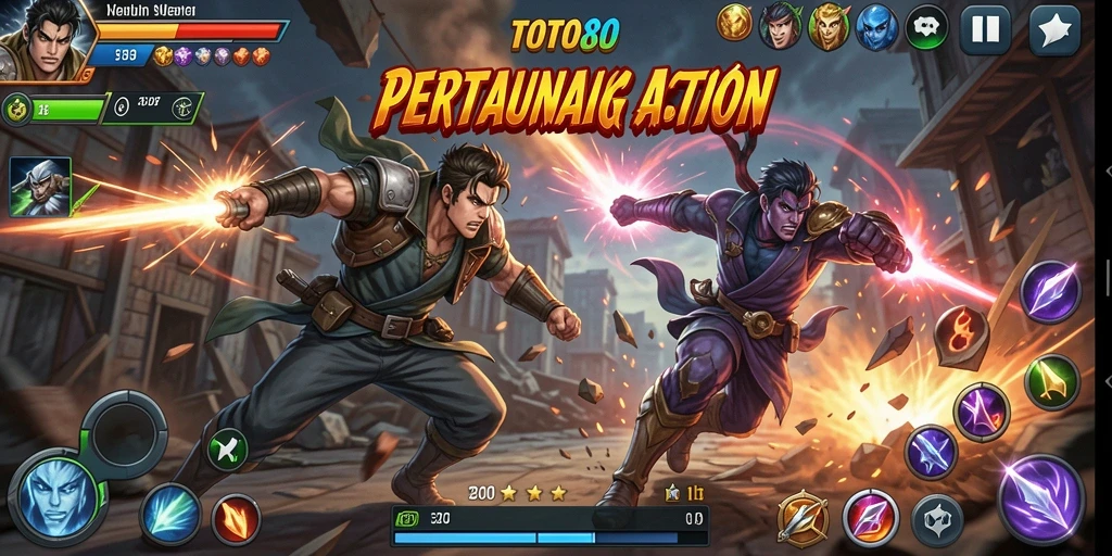 Tampilan seru dari gameplay TOTO80 menampilkan pertarungan Action yang mendebarkan.
