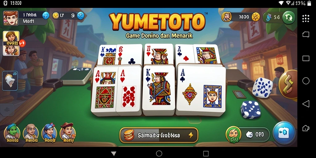 Screenshot gameplay YUMETOTO yang menggambarkan keseruan bermain Domino.
